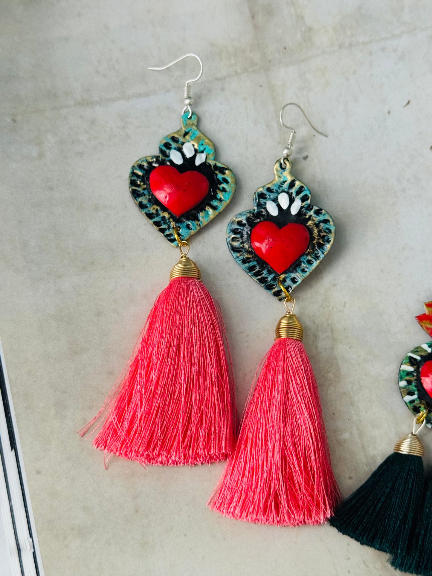 Pink heart earrings