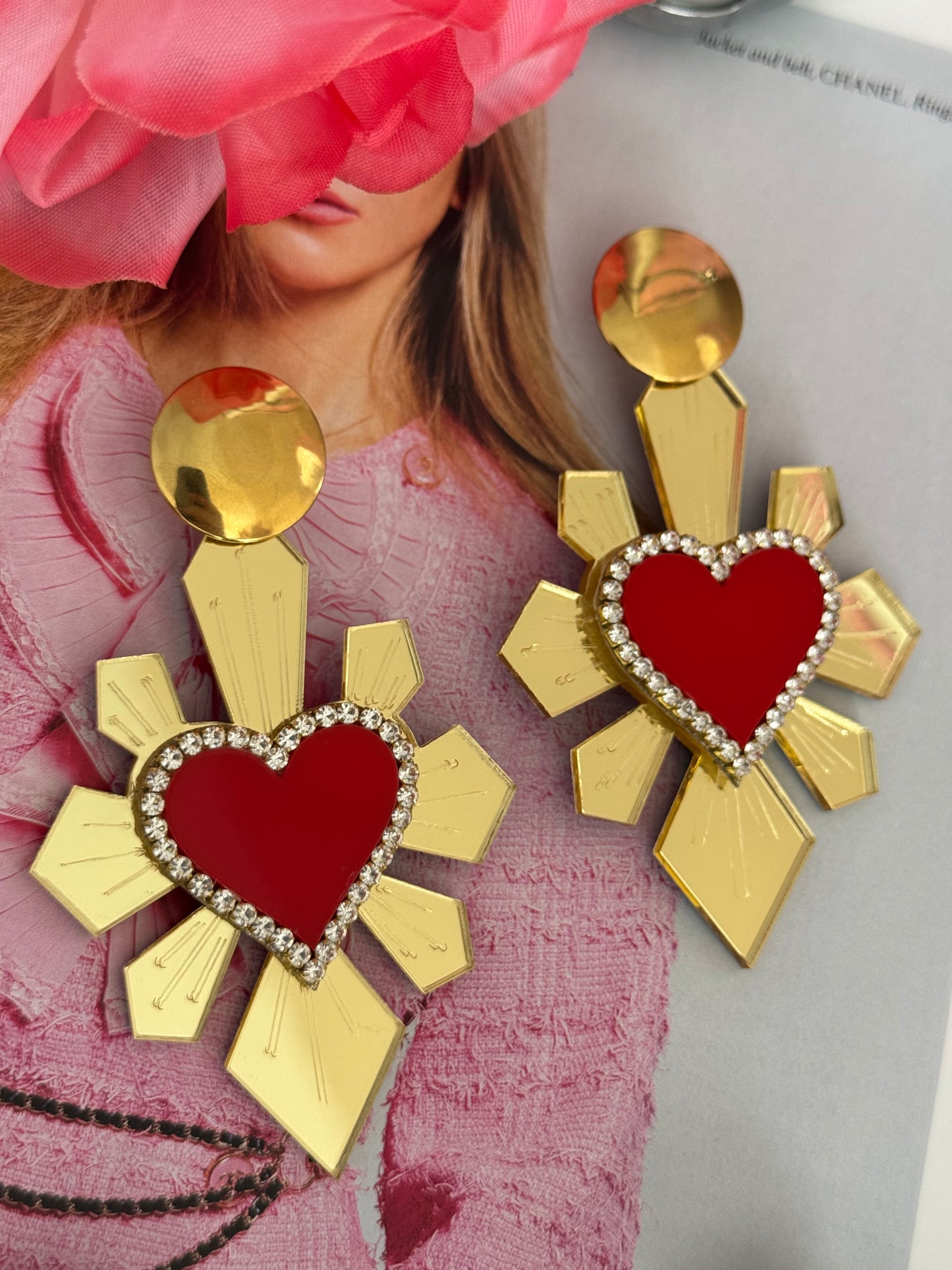Red heart earrings