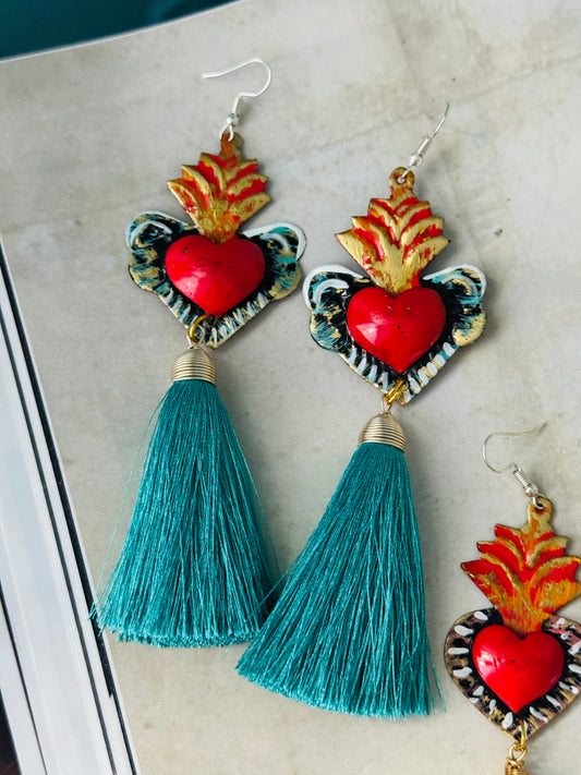 Turquoise heart earrings