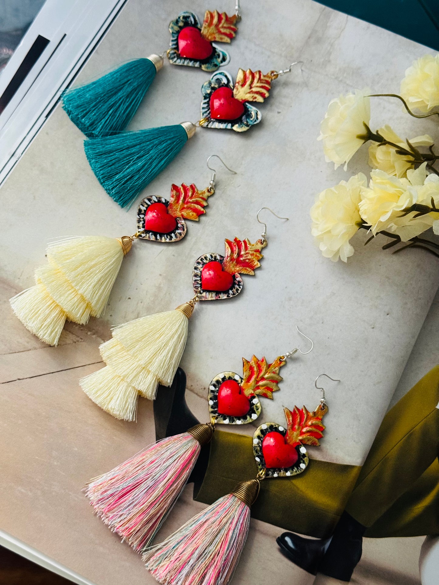 Multicolor heart earrings