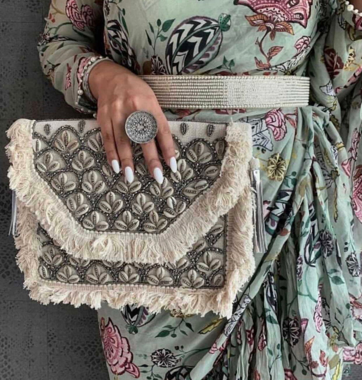 Silver Beaded purse