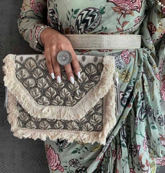 Silver Beaded purse