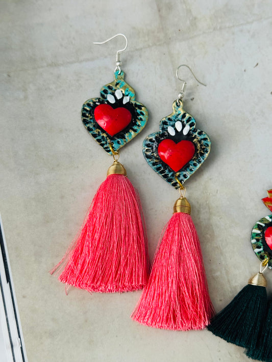 Pink heart earrings