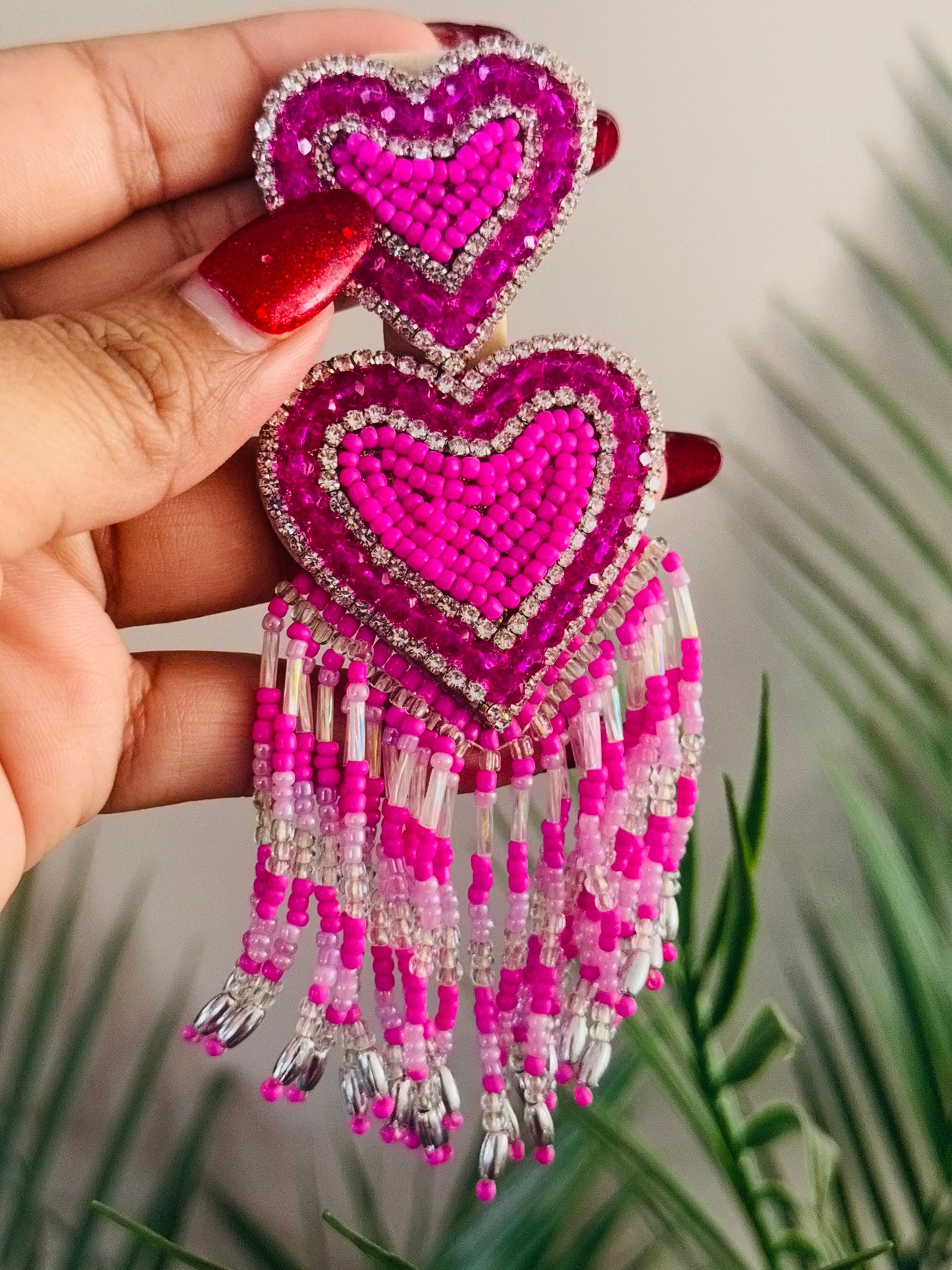 Pink heart earrings