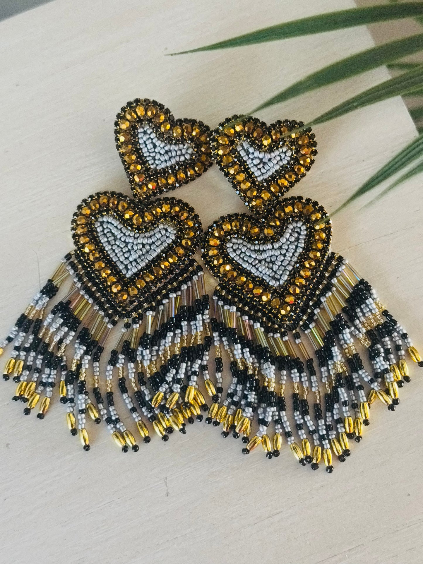 Black heart earrings