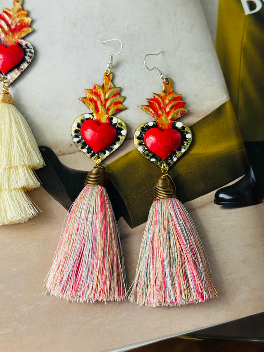 Multicolor heart earrings