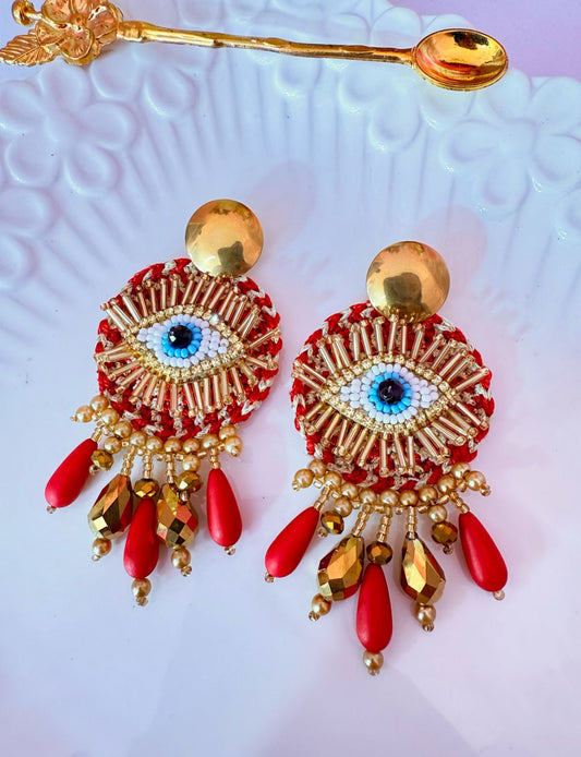 Elegant red earrings