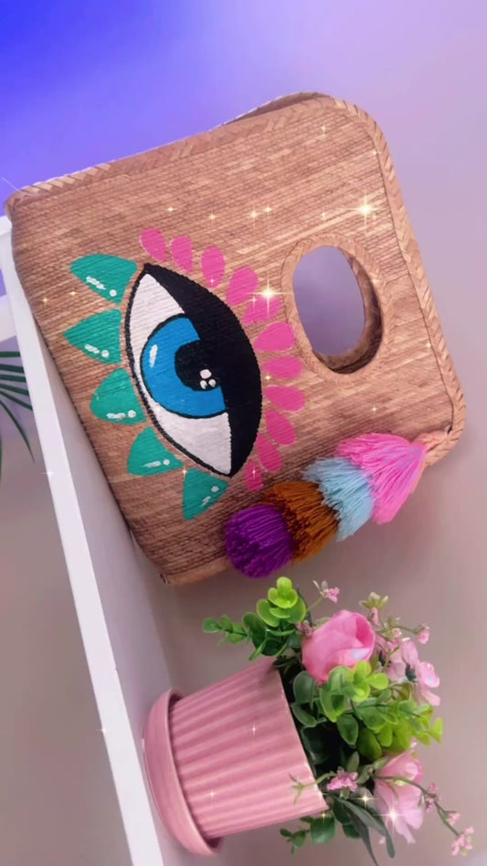 Pink eye bag (handpainted)